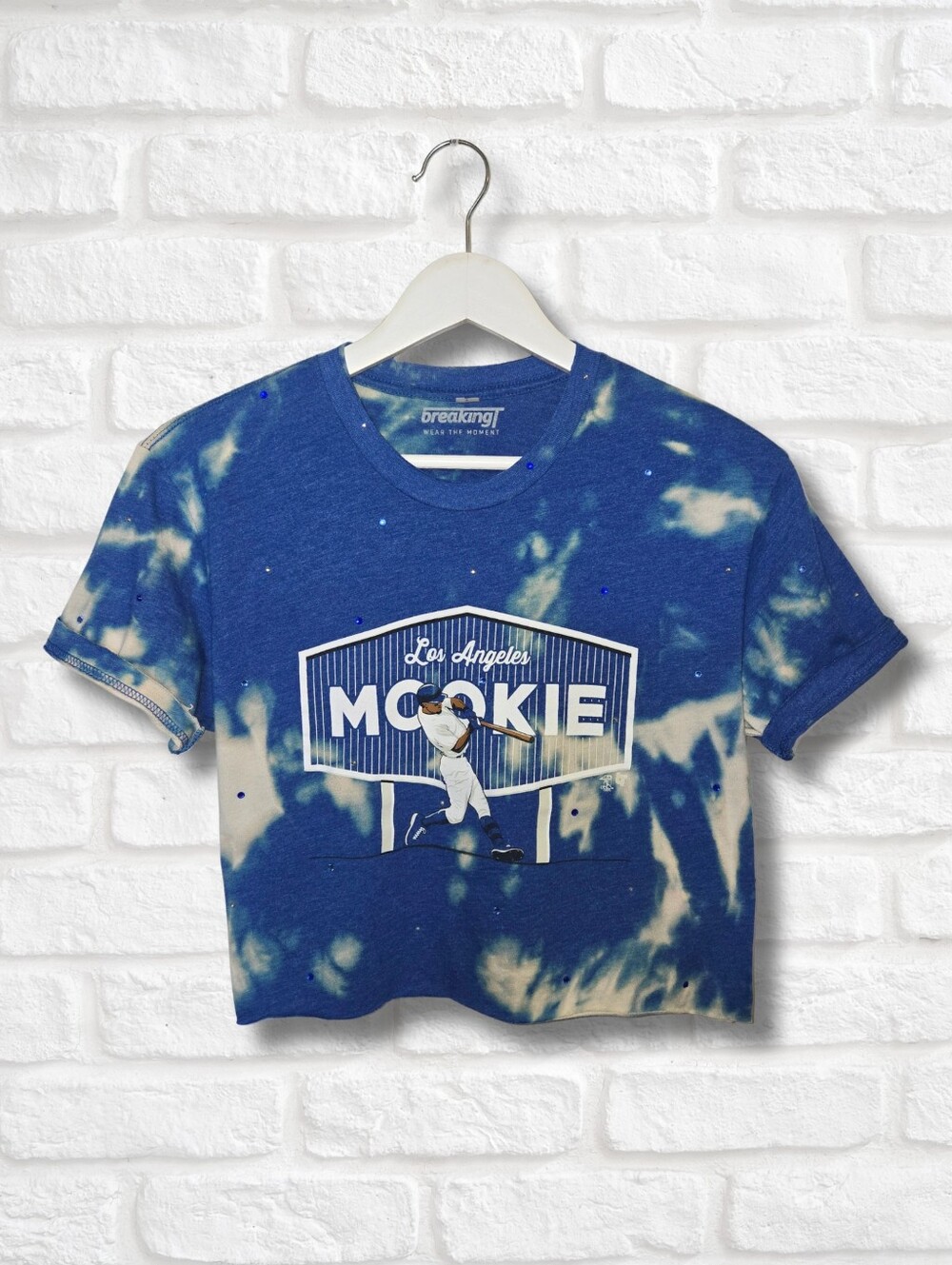 Los Angeles Dodgers Crop Topw/Rhinestones - Picture 1 of 5